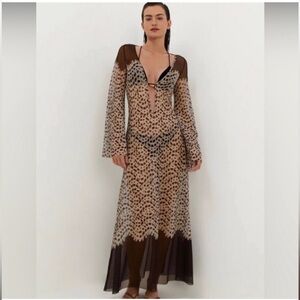 Caroline Constas Lidi Long Cover Up Tunic Beach Swim Cover-up